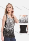 Wholesale Women's Sequin Splicing Sleeveless Scoop Neck Gradient Tank Top - Liuhuamall