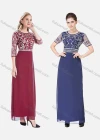 Wholesale Women's Elegant High Waist Sheer Mesh Floral Embroidery Half Sleeve Sequin Maxi Dress - Liuhuamall