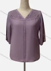 Wholesale Women's Casual V Neck Short Sleeve Appliques Blouse - Liuhuamall
