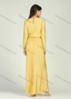 Wholesale Women's Ruched Tie Front Long Sleeve Drop Shape Hollow Midi Dress - Liuhuamall