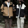 Wholesale Unisex Outdoor Colorblock Contrast Windproof Long Sleeve Patch Pocket Hooded Windbreaker Jacket B1918# preview