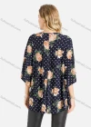 Wholesale Women's Casual 3/4 Cape Sleeve Lace Up Front Floral Dot Print Tunic - Liuhuamall