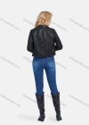 Wholesale Women's Fashion Lapel Button Front Patch Pockets Plain Crop Leather Jacket - Liuhuamall