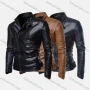Wholesale Men's Fashion Moto Lapel Long Sleeve Zipper Leather Biker Jacket preview