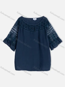 Wholesale Women's Casual Boat Neck Ruffle Sleeve Plain Blouse, LIUHUA CLOTHING WHOLESALE