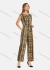 Wholesale Women's Round Neck Sleeveless Fashion Allover Snakeskin Print Jumpsuit - Liuhuamall