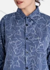 Wholesale Women's Floral Print Regular Fit Patch Pocket Button Down Casual Shirt Without Hijab - Liuhuamall