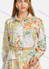 Wholesale Women's Long Sleeve Floral Buttons Belted Ruffle Hem Mini Shirt Dress - Liuhuamall