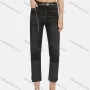 Wholesale Women's Casual Slant Pockets Wash Split Hem Slim Fit Cropped Jeans With Belt 1688-1# preview