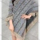Wholesale Women's Casual Scarf Hem Striped Knit Pullover Cape Gray Clothing Wholesale Market Liuhua