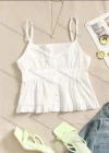 Wholesale Women's Casual V Neck Spaghetti Strap Ruffle Hem Cami Top AY220# - Liuhuamall