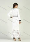 Wholesale Women's V Neck Guipure Lace Contrast Trim Maxi Dress - Liuhuamall