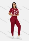 Wholesale Women's Sport Letter Print Short Sleeve T-Shirt & Jogger Sets - Liuhuamall