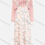 Wholesale Girls Casual Splicing Floral Print Button Front Ruffle Trim Midi Dress preview