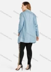 Wholesale Women's Casual Long Sleeve Flap Pocket Button Front Long Denim Shirt - Liuhuamall