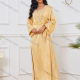 Wholesale Women's Fashion Plain Embroidery Long Sleeve Sequin Rhinestone Beaded Decor Abaya Dress With Belt Yellow Wholesale Clothing Market & Suppliers -LIUHUAMALL