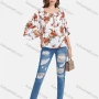 Wholesale Women's Casual Floral Print Half Sleeve Round Neck Blosue preview