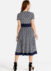 Wholesale Women's Casual Short Sleeve V-Neck Allover Print Ruffle Hem Midi Dress - Liuhuamall