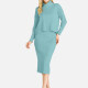 Women's Casual 2-Piece Plain High Neck Long Sleeve Top & Bodycon Dress Sets B726# Clothing Wholesale Market -LIUHUA