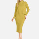 Women's Casual 2-Piece Plain High Neck Long Sleeve Top & Bodycon Dress Sets C634# Clothing Wholesale Market -LIUHUA