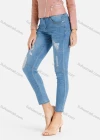 Wholesale Women's Casual Plain Skinny Distressed Ripped Patch Pocket Jeans - Liuhuamall
