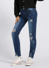 Wholesale Women's Casual Ripped Distressed Patch Pocket High Waist Skinny Jeans - Liuhuamall