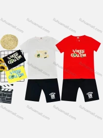 Wholesale Boy's Casual Pattern & Letter Print Round Neck Short Sleeve Tee & Shorts 2 Piece Set, LIUHUA CLOTHING WHOLESALE