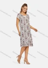 Wholesale Women's Casual Vintage Allover Print Lace Trim Bow Knot Short Sleeve Knee Length Dress y02# - Liuhuamall