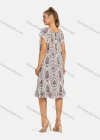 Wholesale Women's Casual Vintage Allover Print Lace Trim Bow Knot Short Sleeve Knee Length Dress y02# - Liuhuamall