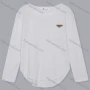 Wholesale Women's Casual Crew Neck Long Sleeve Patch Pocket Curved Hem Plain Top preview