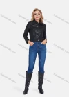 Wholesale Women's Fashion Lapel Button Front Patch Pockets Plain Crop Leather Jacket - Liuhuamall