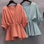 Wholesale Women's Casual V Neck 3/4 Sleeve Peplum Blouse preview
