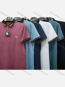 Wholesale Men's Casual Striped Trim Short Sleeve Polo Shirt, LIUHUA CLOTHING WHOLESALE