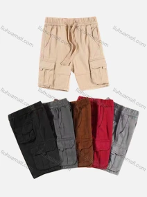 Wholesale Boys Casual Drawstring Flap Pockets Cargo Shorts 59001#, LIUHUA CLOTHING WHOLESALE
