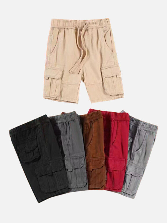 Boys Casual Drawstring Flap Pockets Cargo Shorts 59001#, Clothing Wholesale Market -LIUHUA, KIDS-BABIES, Boys-Clothing
