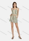 Wholesale Women's Casual Button Decor Striped Crop Cami Top 2-piece Set 28090# - Liuhuamall