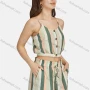 Wholesale Women's Casual Button Decor Striped Crop Cami Top 2-piece Set 28090# preview