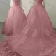 Wholesale Women's Glamorous Off Shoulder Sequin Lace Up Back Appliques Floor Length Wedding Dress 2058-1# Pale Violet Red Clothing Wholesale Market Liuhua
