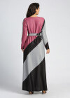 Wholesale Women's Casual Colorblock Round Neck A-line Maxi Dress With Belt - Liuhuamall