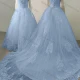 Wholesale Women's Glamorous Off Shoulder Sequin Lace Up Back Appliques Floor Length Wedding Dress 2058-1# Light Blue Clothing Wholesale Market Liuhua