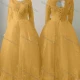 Wholesale Women's Glamorous Bateau Neck Lace Sleeve Sequin Lace Up Back Appliques Floor Length Wedding Dress 3033# Orange Clothing Wholesale Market Liuhua