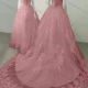 Wholesale Women's Glamorous Sweetheart Cap Sleeeve Sequin Lace Up Back Appliques Floor Length Wedding Dress 2029-1# Pale Violet Red Clothing Wholesale Market Liuhua
