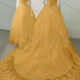 Wholesale Women's Glamorous Sweetheart Cap Sleeeve Sequin Lace Up Back Appliques Floor Length Wedding Dress 2029-1# Orange Clothing Wholesale Market Liuhua