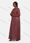 Wholesale Women's Vintage Crew Neck Long Sleeve Splicing Allover Floral Print Button Front Maxi Lounge Nightgown - Liuhuamall