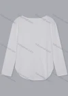 Wholesale Women's Casual Crew Neck Long Sleeve Patch Pocket Curved Hem Plain Top - Liuhuamall