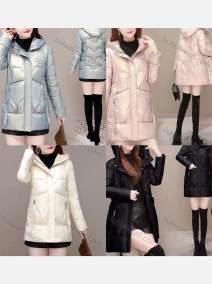 Wholesale Women's Casual Plain Hooded Thermal Lined Pockets Quilted Puffer Coat, LIUHUA CLOTHING WHOLESALE