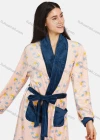 Wholesale Women's Soft Long Sleeve Open Front Cartoon Print Patch Pocket Maxi Lounge Nightgown With Tie Belt - Liuhuamall