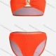 Wholesale Women's Sexy Plain Ribbed High Waist Bandean Swimsuit 2-piece Set Orange Red Clothing Wholesale Market Liuhua
