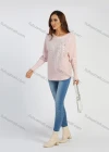 Wholesale Women's Round Neck Drop Shoulder Rhinestone Long Sleeve Pullover Knit Top 824# - Liuhuamall