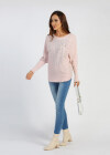 Wholesale Women's Round Neck Drop Shoulder Rhinestone Long Sleeve Pullover Knit Top 824# - Liuhuamall